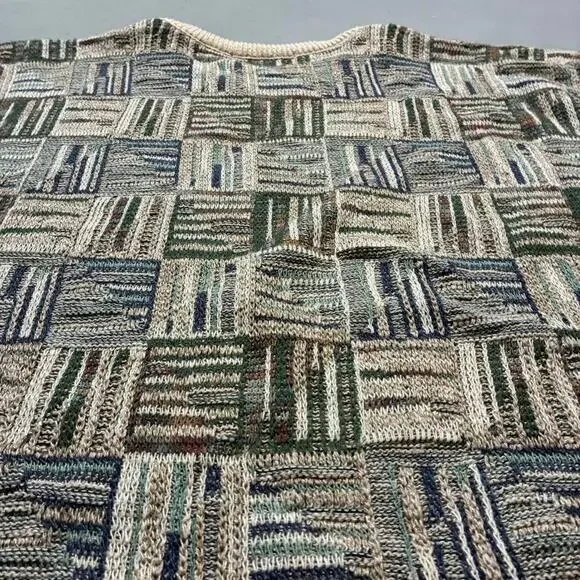 Vintage TSR Geometric Knit Abtract Earth Tone Sweater XL (Made in USA) - Picture 2 of 8